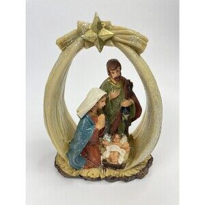 Holy Family with Star of Bethlehem Christmas Nativity 6 Inches Tall Resin